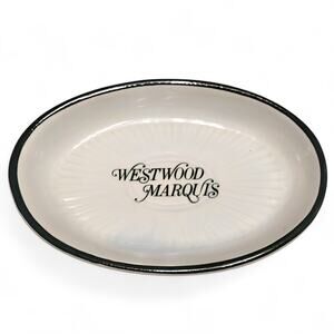 VTG 80s Westwood Marquis Hotel Soap Dish White Green Ceramic Trinket Los Angeles